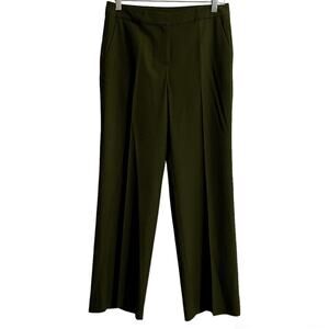 St John Pants Women Size 4 Dark Green Wide Leg Trouser Pockets Stretch Designer